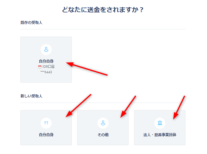 トランスファーワイズ送金手順6受取人の指定