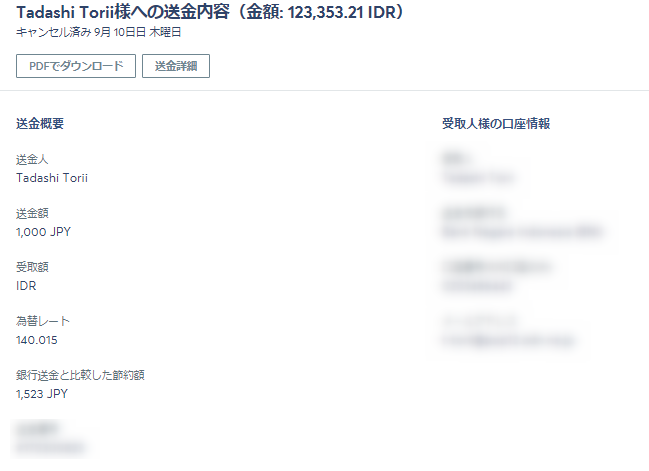 トランスファーワイズ送金手順15送金内容の表示