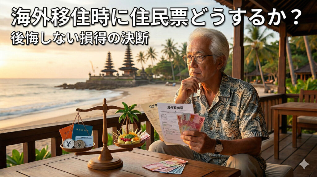 海外移住時に住民票をどうするか悩んでいる初老の男性